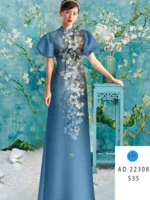 Vải Áo Dài Hoa In 3D AD 22308 22